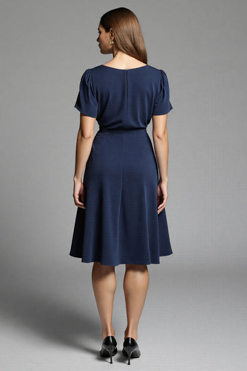 Navy A Line Short Sleeve Work Dress